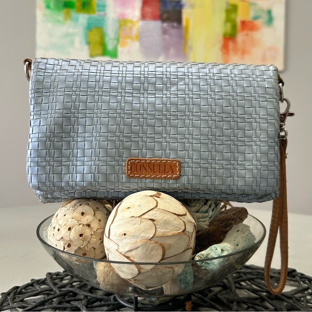 🦋🩵🦋 Consuela Skye Blue Iridescent Metallic Uptown Crossbody